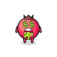 cranberry character with an expression of crazy about money vector