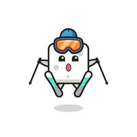 sugar cube mascot character as a ski player vector