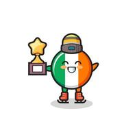 dibujos animados de la insignia de la bandera de irlanda como un jugador de patinaje vector