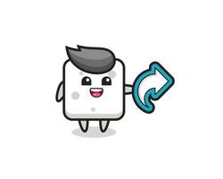 cute sugar cube hold social media share symbol vector