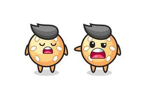 illustration of the argue between two cute sesame ball characters vector