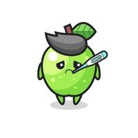 green apple mascot character with fever condition vector