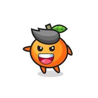 mandarin orange cartoon with very excited pose vector