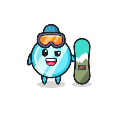 Illustration of mirror character with snowboarding style