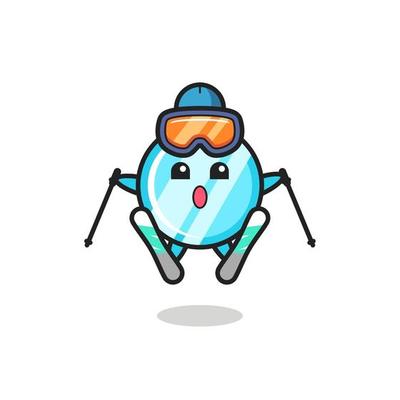 mirror mascot character as a ski player