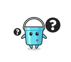 Cartoon Illustration of plastic bucket with the question mark vector