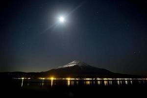 Night view of Mount Fuji from Lake Yamanaka JAPAN photo