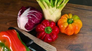 composition of various types of colorful vegetables video