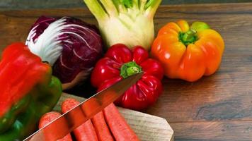 composition of various types of colorful vegetables video