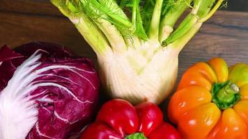 composition of various types of colorful vegetables video