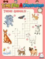 Crossword puzzle game template about animals vector