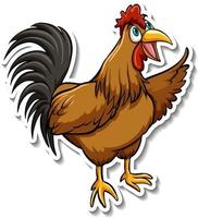 A cute chicken cartoon animal sticker vector