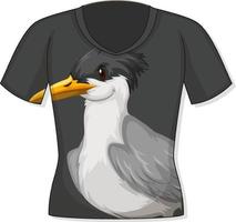 parte delantera de la camiseta con estampado de pájaros vector