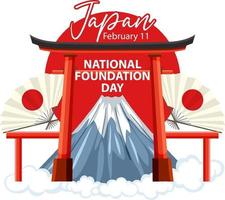 banner del día de la fundación nacional de japón con puerta torii y monte fuji vector