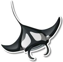 A sticker template of manta ray cartoon character vector