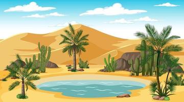 Desert forest landscape at day time scene with oasis vector