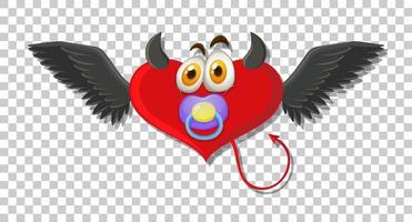 diablo en forma de corazón con expresión facial vector