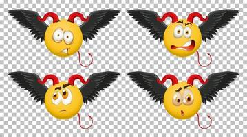 Set of devil emoticon with facial expression vector