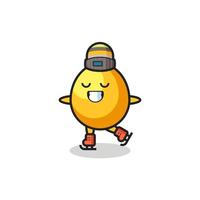 golden egg cartoon as an ice skating player doing perform vector