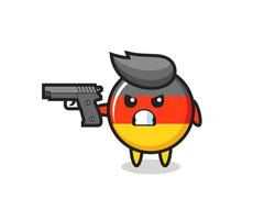 the cute germany flag badge character shoot with a gun vector