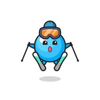 Personaje de mascota de chicle como jugador de esquí vector