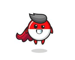 the cute indonesia flag badge character as a flying superhero vector