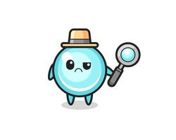 the mascot of cute bubble as a detective vector