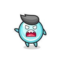 cute bubble cartoon in a very angry pose vector