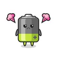 annoyed expression of the cute battery cartoon character vector