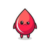 la mascota de la gota de sangre con cara escéptica vector