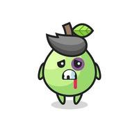 injured guava character with a bruised face vector