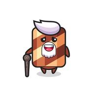 cute wafer roll grandpa is holding a stick vector