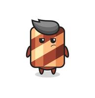 cute wafer roll character with suspicious expression vector