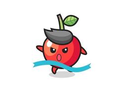 cute cherry illustration is reaching the finish vector