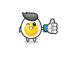 cute boiled egg hold social media share symbol vector