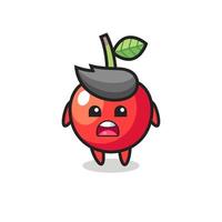 cherry illustration with apologizing expression, saying I am sorry vector