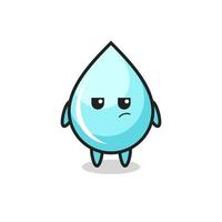 lindo personaje de gota de agua con expresión sospechosa vector