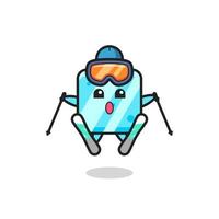 ice cube mascot character as a ski player vector