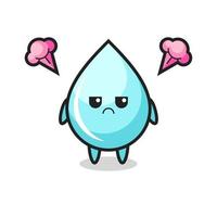 annoyed expression of the cute water drop cartoon character vector