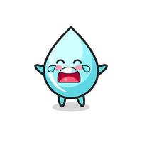 the illustration of crying water drop cute baby vector