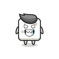 evil expression of the sugar cube cute mascot character vector