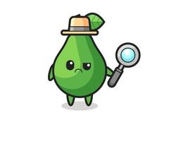 the mascot of cute avocado as a detective vector