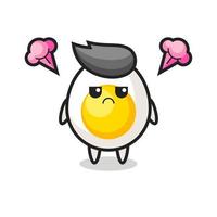 annoyed expression of the cute boiled egg cartoon character vector