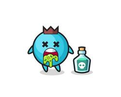 illustration of an blueberry character vomiting due to poisoning vector