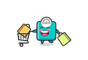 black Friday illustration with cute weight scale mascot vector