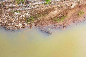 Mekong River Luang Prabang Laos from above with meshed soil. photo