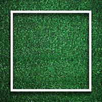 Rectangle square white frame edge on green grass with shadow photo