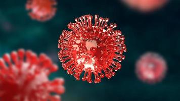 Super closeup Coronavirus COVID-19 in human lung body green background photo