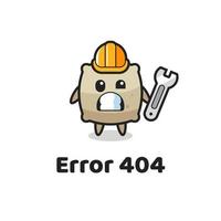 error 404 with the cute sack mascot vector