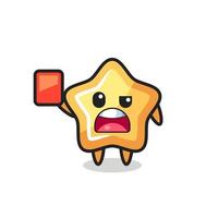 star cute mascot as referee giving a red card vector